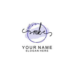 Initial MK beauty monogram and elegant logo design  handwriting logo of initial signature