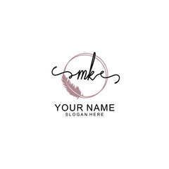 Initial MK beauty monogram and elegant logo design  handwriting logo of initial signature