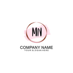 MN Initial handwriting logo vector. Hand lettering for designs