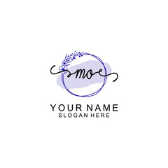 Initial MO beauty monogram and elegant logo design  handwriting logo of initial signature