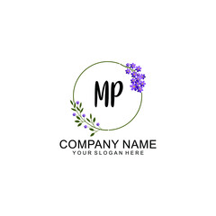 MP Initial handwriting logo vector. Hand lettering for designs