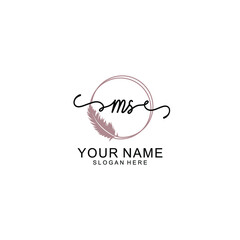 Initial MS beauty monogram and elegant logo design  handwriting logo of initial signature