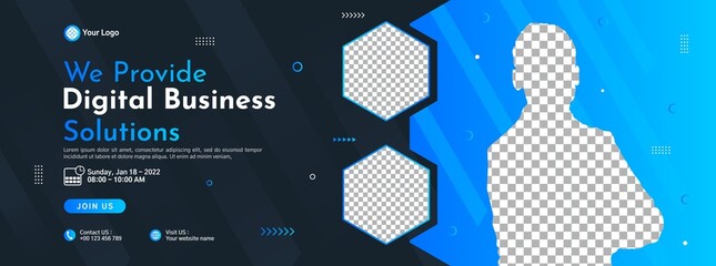 Business conference banner template design for webinar, marketing, online class program, etc