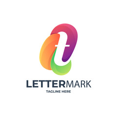 Letter T and Abstract shape combination logo concept