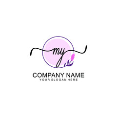 Initial MY beauty monogram and elegant logo design  handwriting logo of initial signature