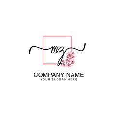 Initial MZ beauty monogram and elegant logo design  handwriting logo of initial signature