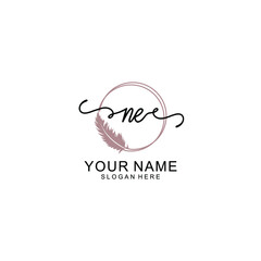 Initial NE beauty monogram and elegant logo design  handwriting logo of initial signature
