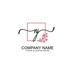 Initial NJ beauty monogram and elegant logo design  handwriting logo of initial signature