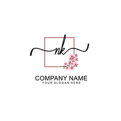 Initial NK beauty monogram and elegant logo design  handwriting logo of initial signature