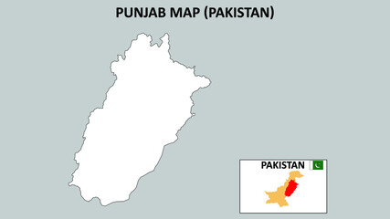 Punjab Map. Punjab Map Pakistan with white background and line map.