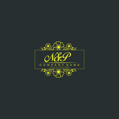 NP Initial handwriting logo vector. Hand lettering for designs