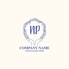 NP initial hand drawn wedding monogram logos