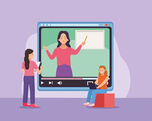 students girls in elearning