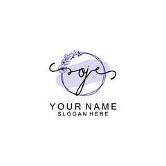 Initial OJ beauty monogram and elegant logo design  handwriting logo of initial signature