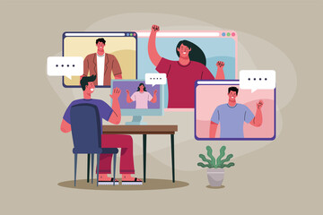 friends in video conference