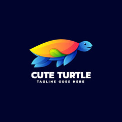 Vector Logo Illustration Turtle Gradient Colorful Style.