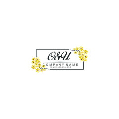 OU Initial handwriting logo vector. Hand lettering for designs