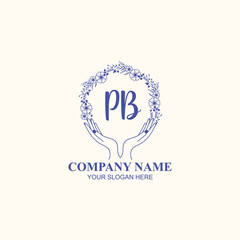 PB initial hand drawn wedding monogram logos