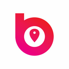 initial b letter pin map point color shape logo design