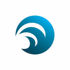 blue color circle ocean wave logo design