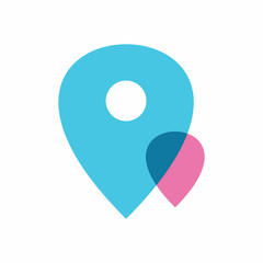 pin map point location group full color logo design