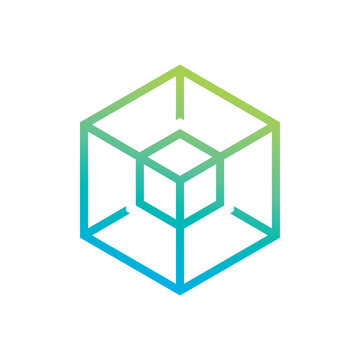 3d cube line box logo design