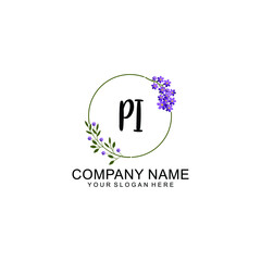 PI Initial handwriting logo vector. Hand lettering for designs