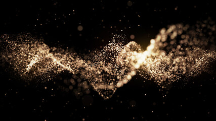 金のパーティクルの背景。3Dレンダリング	