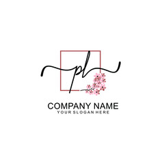 Initial PL beauty monogram and elegant logo design  handwriting logo of initial signature