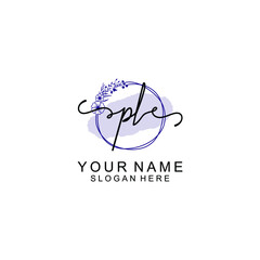 Initial PL beauty monogram and elegant logo design  handwriting logo of initial signature