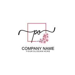 Initial PO beauty monogram and elegant logo design  handwriting logo of initial signature