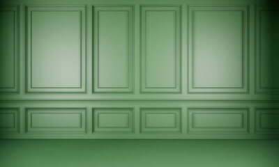 Modern interior design with green empty pattern wall background. 3d rendering