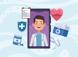 doctor in smartphone telemedicine