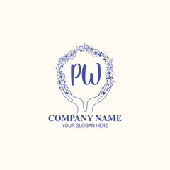 PW initial hand drawn wedding monogram logos