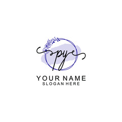 Initial PY beauty monogram and elegant logo design  handwriting logo of initial signature
