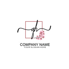 Initial QH beauty monogram and elegant logo design  handwriting logo of initial signature