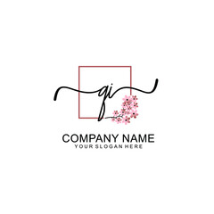 Initial QI beauty monogram and elegant logo design  handwriting logo of initial signature