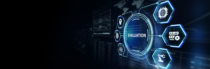 Evaluation Performance quality assessment business technology internet concept.3d illustration