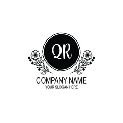 QR initial hand drawn wedding monogram logos