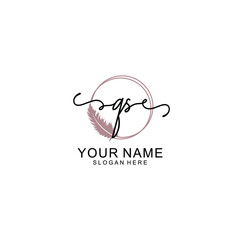 Initial QS beauty monogram and elegant logo design  handwriting logo of initial signature