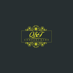 QT Initial handwriting logo vector. Hand lettering for designs