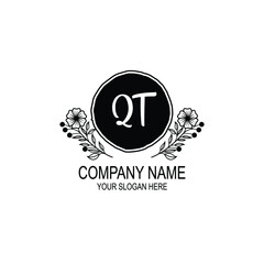 QT initial hand drawn wedding monogram logos