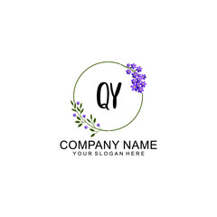 QY Initial handwriting logo vector. Hand lettering for designs