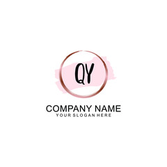 QY Initial handwriting logo vector. Hand lettering for designs