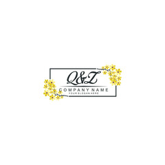 QZ Initial handwriting logo vector. Hand lettering for designs