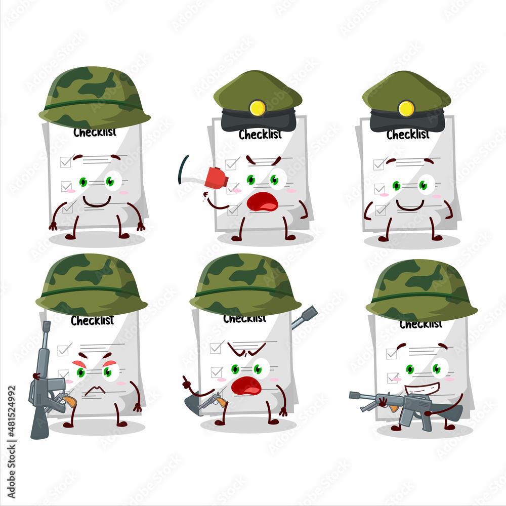 Wall mural A charming soldier paper sheet cartoon picture bring a gun machine