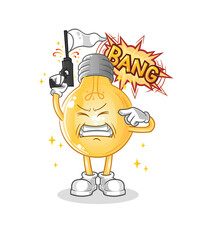 Obraz premium bulb warning shot mascot. cartoon vector