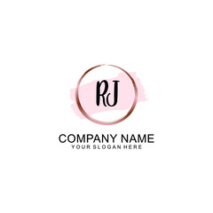 RJ Initial handwriting logo vector. Hand lettering for designs