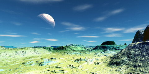 Alien Planet. Mountain. 3D rendering