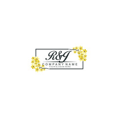 RJ Initial handwriting logo vector. Hand lettering for designs